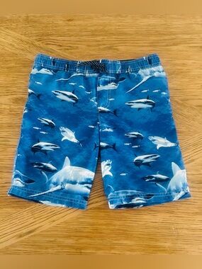 Blue Shark-Print Swim Shorts for Kids Size 8